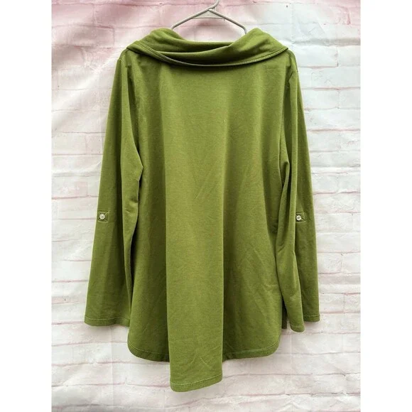 Soft Surroundings Womens Size XL Green Sweatshirt Tunic Top Boho Lagenlook - Picture 7 of 10